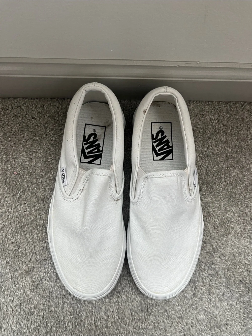Vans White Canvas Slip-On Platform Sneakers
